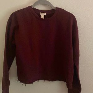 Maroon cropped sweater forever 21 frayed bottom